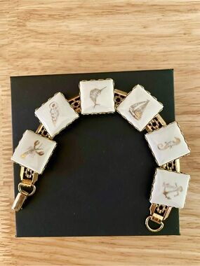 Gold and White Nautical Tile Bracelet